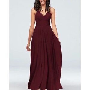 David's Bridal Celebrate F20052 Spaghetti Strap Mesh Cross Waist Dress Size 8